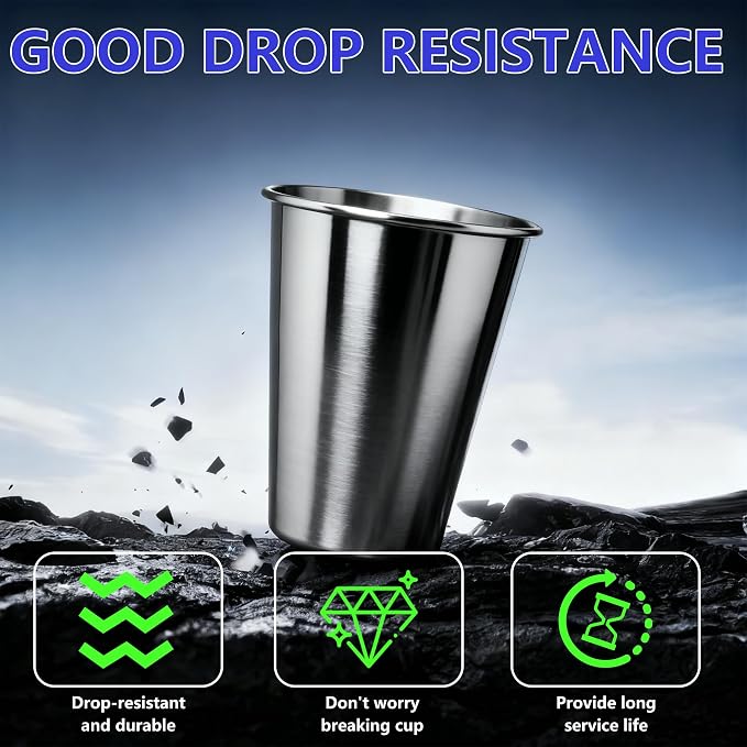 20oz 4PCS Stainless Steel Pint Cups, Reusable metal Cups, Drinking | Pint - Image 5