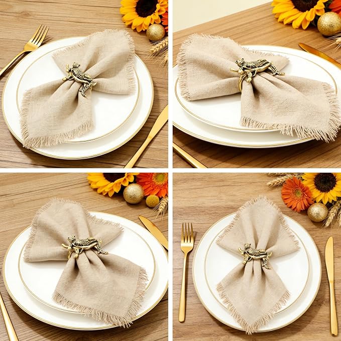 Gold Leopard Napkin Rings Set of 12 Fall Safari Napkin Rings - Image 5
