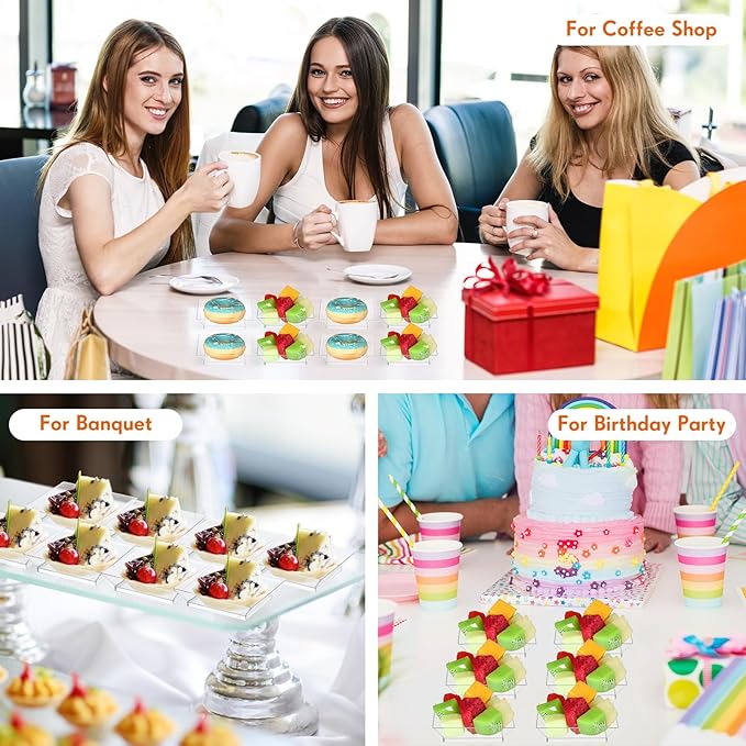 500 Pieces Mini Square Dessert Plates 2.5 x 2.5 Inch Disposable Appetizer Plates Small Plastic Dish for Dessert Salad Appetizer Sauces Tastings Cake Wedding Party Serving (Clear)