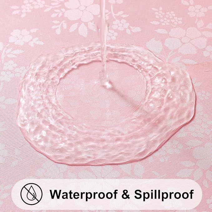 Smiry Rectangle Table Cloth, Waterproof Heavy Duty Vinyl Tablecloths, Wipeable Washable Table Cover for Kitchen, Dining Room & Valentines(Pink, 60" Round)