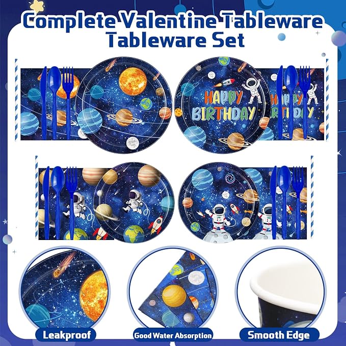 450 Pcs Space Birthday Tableware Set Decorations, Serves 50 | Solar System - Image 3