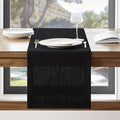 Linen Textured Border Table Runner, 14 x 72 Inch Black | Mitered Corner Design by ZEEMARTONLINE