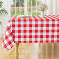 misaya Square Waterproof Vinyl Table Cloth, Buffalo Flannel Backed Tablecloth, Wipeable Plastic Table Cover for Valentine's Day, Dinner, Kitchen, Outdoor (60" x 60", Red and White)