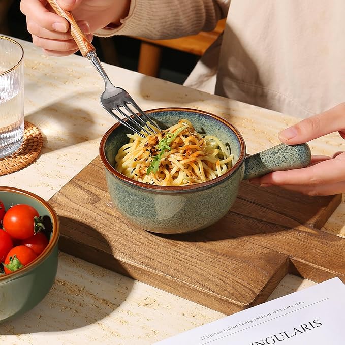 MONITO 16 Oz French Onion Soup Bowls, Ceramic Soup Bowls with Handles, Stackable Soup Crocks Oven Safe for Chili, Beef Stew, Cereal,Casseroles Microwave & Dishwasher Safe, Set of 4