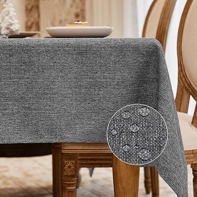 BALCONY & FALCON Square Tablecloth - Small Waterproof Table Cloth, Wrinkle Resistant Table Cover Linen Fabric Tablecloths for Dining Kitchen Wedding and Outdoor Decoration (Gray, 55"x55")