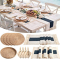 4 Sets Boho Decoration Placemats Round Woven Placemats, Cloth Napkins, Wood by Gandeer
