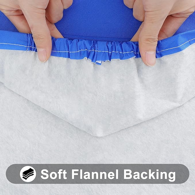 Smiry Rectangle Tablecloth, Elastic Fitted Flannel Backed Vinyl Tablecloths for 8ft Folding Tables, Waterproof Wipeable Table Covers for Indoor, Outdoor, Picnic and Camping (Blue, 36"x96")