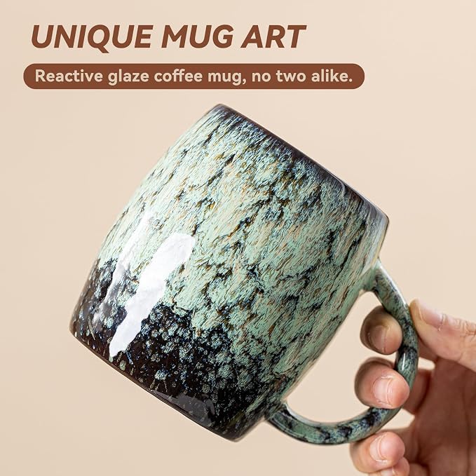 Sage Nebula Ceramic Coffee Mug - 14 oz Unique Mug - Image 3