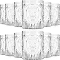 Qinyoung 12 Plastic Vintage Drinking Glasses 8.5oz Stemless Retro Embossed Wine by Qinyoung
