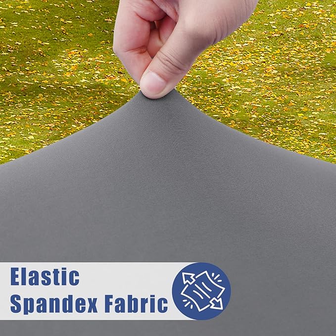 Round Spandex Tablecloth 2 Pack, Elastic Fitted Waterproof Tablecloths for 36"-44" Tables, Stretch Washable Picnic Table Cover for Camping, Dining, Indoor and Outdoor, Grey