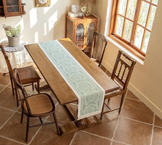 14x107 Medallion Table Runner Waterproof Rustic Farmhouse Macrame | Planning a by UWWGKK