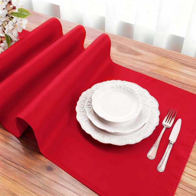 FOLINS&HOME Red Waterproof Decorative Table Runner 60 Inches Long | 210GSM - Image 3