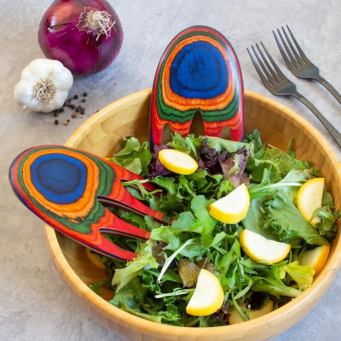 Baltique Marrakesh Salad Hands, Colorful Wood Salad Tongs Alternative | 2-piece - Image 2
