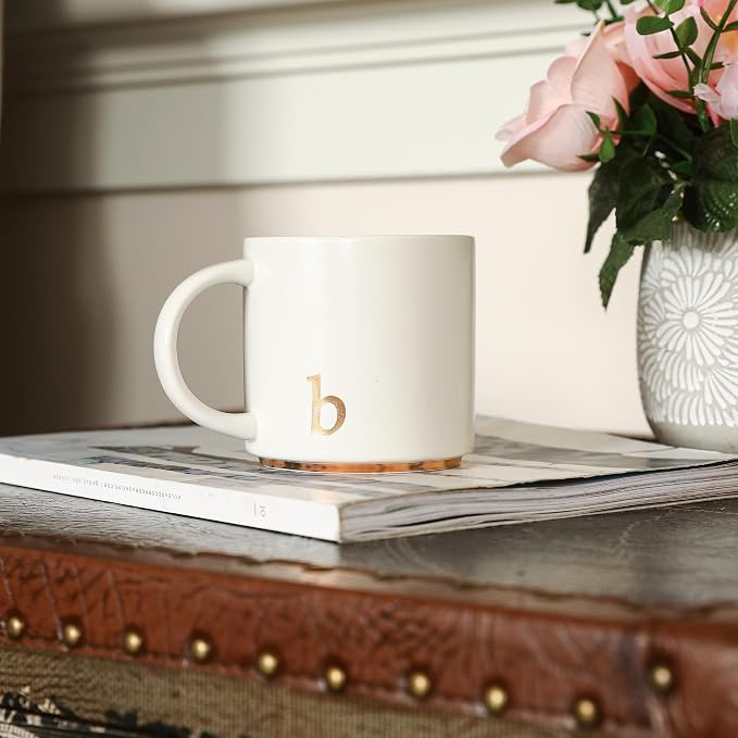 COLLECTIVE HOME Ceramic Coffee Mug, 15 oz Monogram Cup - Image 3