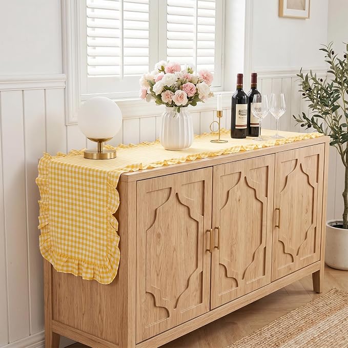 Eternal Beauty 14x72 Gingham Ruffle Table Runner - Image 7