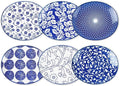 Selamica Small Dinner Plates, Oval Dessert Plates Ceramic, 6 Inch Small Plates for Appetizer, Cake, Snacks, Microwave Dishwasher Safe, Set of 6, Vintage Blue