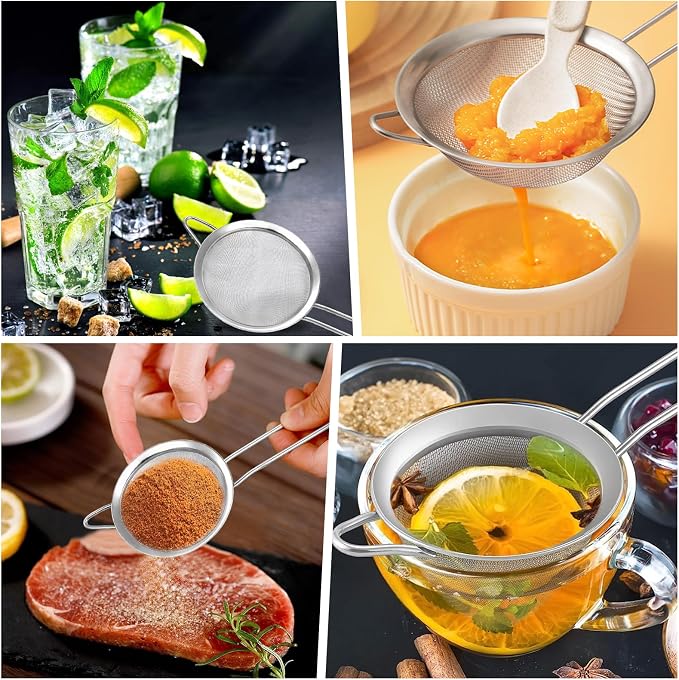 2 Pack Fine Mesh Strainer, Small Stainless Steel Sieves - Image 5