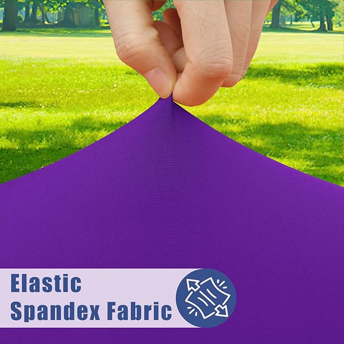 Spandex 8 Foot Rectangle Table Cloth 2 Pack, Elastic Fitted Tablecloths for Picnic, Stretch Washable Patio Table Cover for Outdoor, Camping, Banquet and Parties (Purple, 30"x96")