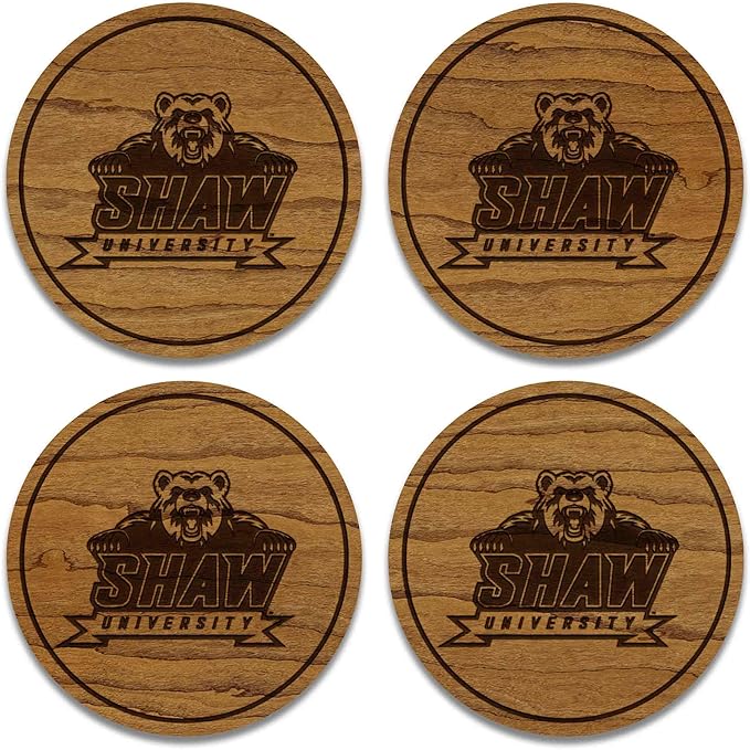 LazerEdge Shaw Bears Wooden Coaster Set - Cherry Wood - Officially Licensed Product - 4-Pack