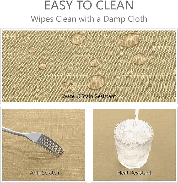 Faux Linen Rectangle Tablecloth Waterproof 60x104 inch Table Cloth Stain and Wrinkle Resistant Washable, Decorative Fabric Table Cover for Dining, Kitchen, Wedding and Parties, Coffee