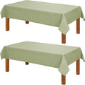 Hiasan 2 Pack Faux Linen Rectangle Tablecloth - Wrinkle and Stain Resistant Washable Table Cloth for Kitchen Dining Room Holiday Table Cover for Party Dinner, Green, 90 x 132 Inch