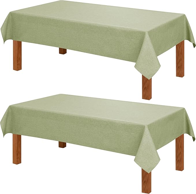 Hiasan 2 Pack Faux Linen Square Tablecloth - Wrinkle and Stain Resistant Washable Table Cloth for Kitchen Dining Room Holiday Table Cover for Party Dinner, Green, 30 x 30 Inch