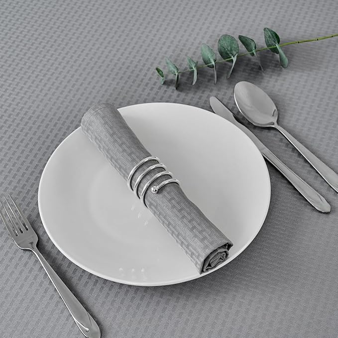 maxmill Cloth Napkins Weaved Texture Pattern Soft Comfortable and Luxury Serviette for Restaurant Family Dinners Weddings Parties and Banquets Set of 4 Pieces, 20 x 20 Inch Light Grey