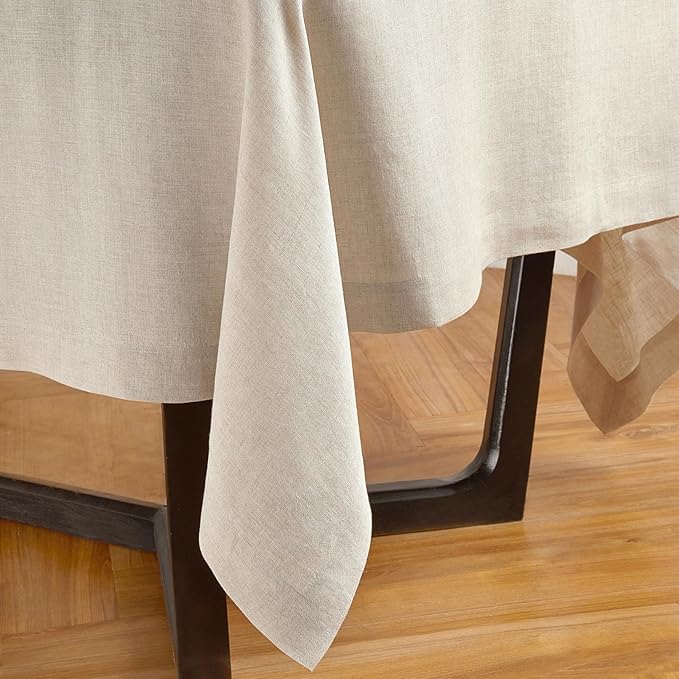 Solino Home Linen Tablecloth for Rectangle Tables 70 x 90 Inch - 100% Pure Linen Flax Table Cloth - Sonoma, Machine Washable Cloth Tablecloth for Spring, Easter