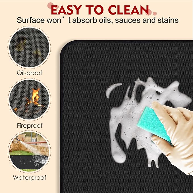 Heat Resistant Mats for Countertop,16x24 in Silicone Heat Resistant Mat for Air Fryer, Fireproof Pad for Coffee Maker,Toaster, Oven, Kitchen Countertop Protector Compatible with Ninja,COSORI, 1PCS