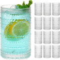 Moretoes 12 Oz Hobnail Drinking Glasses Set of 12 | Clear Highball Glasses Cups by Moretoes