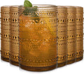 Amber Hobnail Drinking Glasses Set of 6, 15 oz Vintage Highball Glasses by JPPSUJJ