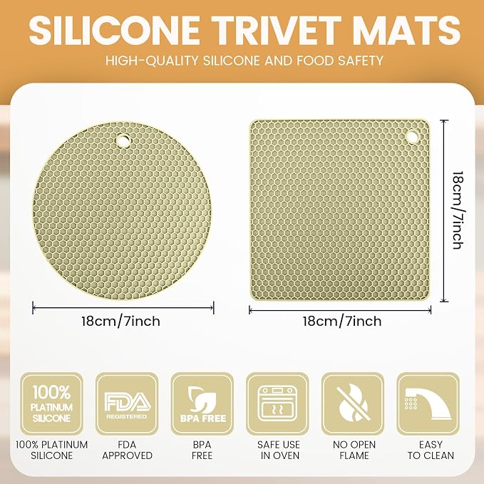 Silicone Trivet Mats 4 Heat Resistant Pot Holders Multipurpose Non-Slip Hot Pads - Image 2