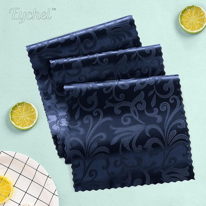 2 Pack Navy Blue Satin Table Runner 12 x 108 Inch | Bright Smooth Damask - Image 2