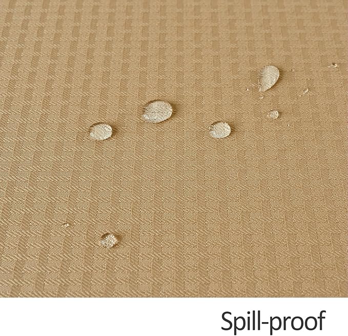 maxmill Tablecloth Weaved Texture Stain Resistant Waterproof, Wrinkle Resistant Washable Table Cloth, Fabric Table Cover for Dining Room, Indoor Outdoor Use, Rectangle 70 x 120 Inch, Beige
