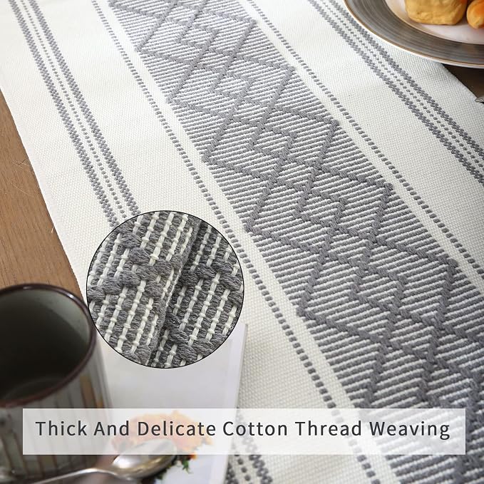 Woven Table Runners Farmhouse Style, Boho Table Runners 90 inches Long - Image 3