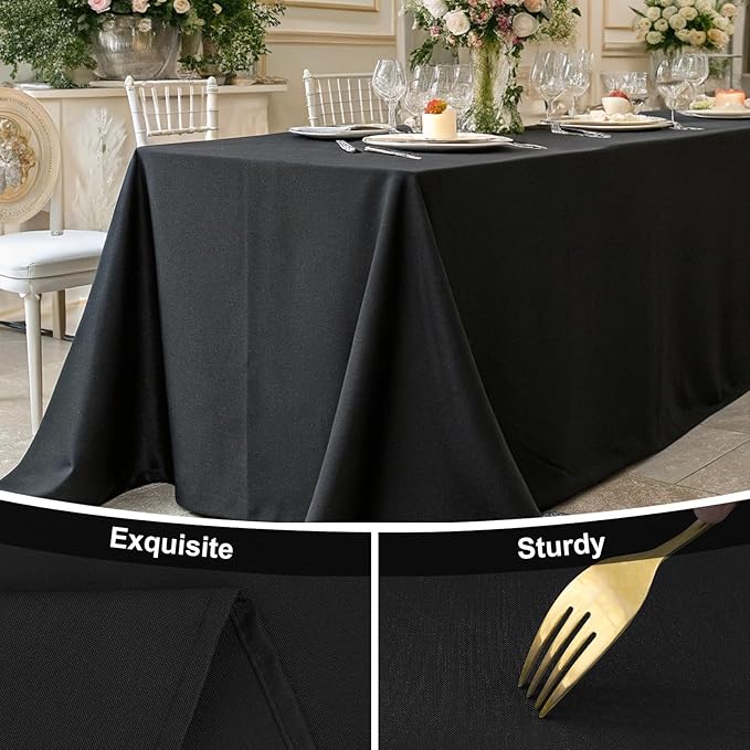 Smiry Square Table Cloth, Waterproof Anti-Scratch Polyester Tablecloth, Decorative Washable Fabric Table Cover for Dining, Buffet, Parties and Outdoor, 54x54, Black