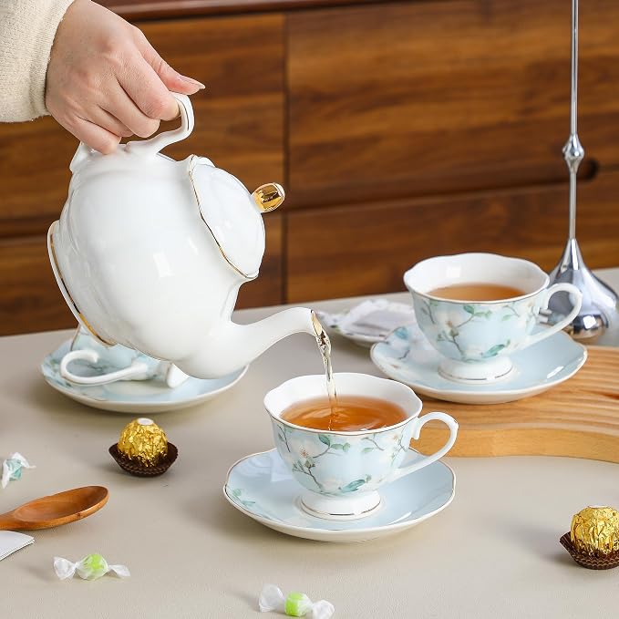 6oz Porcelain Tea Cup & Saucer Set of 6, complete 12-pieces cup & saucer set - Image 4