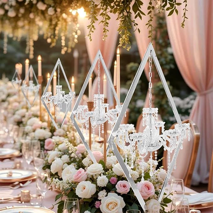 4PCS Elegant Metal Diamond Candle Holder - European Wedding Table Decor, Romantic Candle Stand for Western Dining, Perfect Wedding Prop & Home Decoration