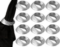 CLEENTABLE Metal Napkin Rings - Mobius Napkin Ring Loop Design - Napkin Ring Holder Set of 12 for Family Dinner, Party, Table, Decorations, Wedding, Banquet, Metallic Adornment (Silver)