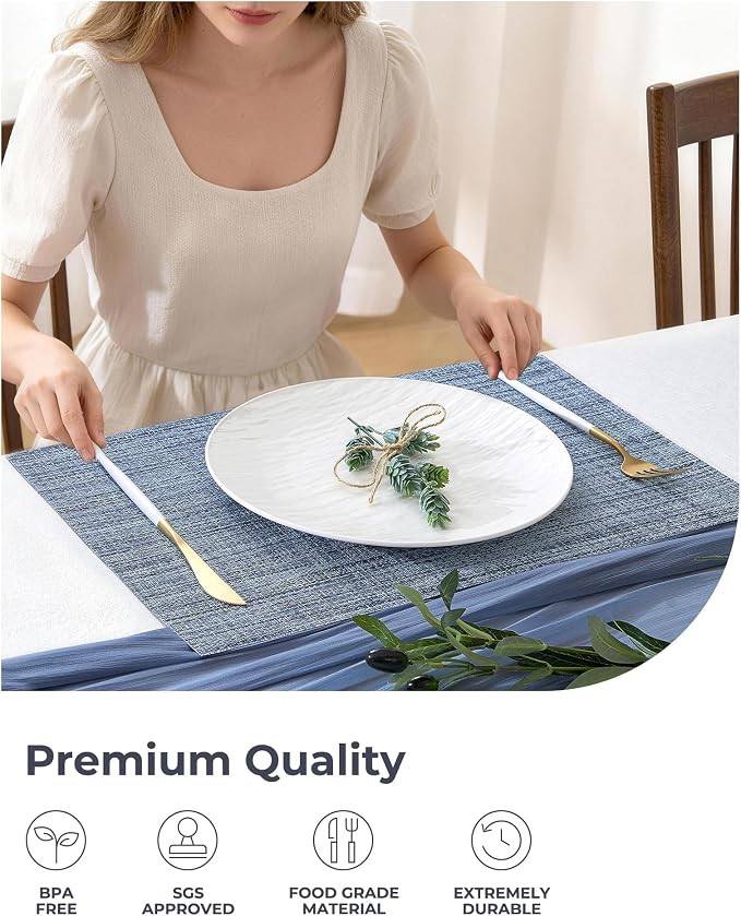 Leetaltree Deep Navy Woven Placemats Set of 24 - Image 6