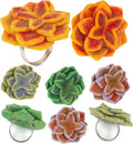 CLEENTABLE Wool Felt Napkin Ring Set of 8 - Elegant Flower Spring & Farmhouse Table Décor with Silver Electroplated Metal Alloy Base - Perfect for Banquet Table Decor & Daily Use (Multi)