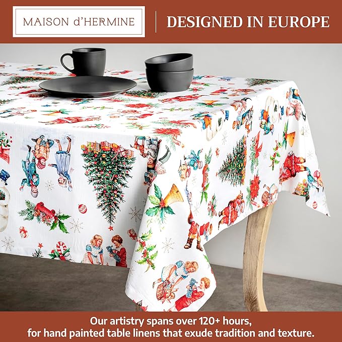 Maison d' Hermine Table Cloth Square Table 100% Cotton 54 x 54 Inches Fall Tablecloth Reusable Everyday Use for Thanksgiving Christmas Decorations Dining Farmhouse Party (Chromo)