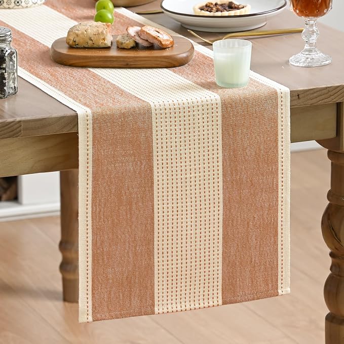 Artoid Mode Caramel Farmhouse Rustic Fall Table Runner, Seasonal Macrame Fabric by ArtoidMode