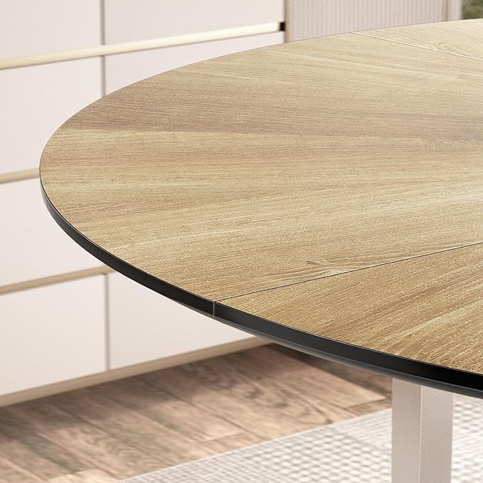 VFK 47 Inch Round Dining Table Set for 4-6 People, Large Farmhouse Kitchen Dining Table Set with Chairs and Storage Rack, Metal Base Round Table for Home Dining Room Living Room