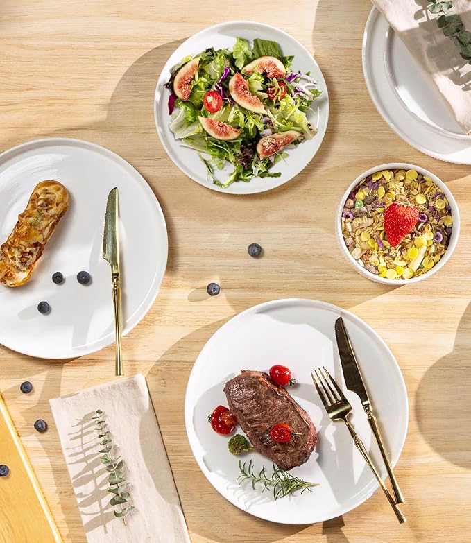Ceramic Dinnerware Set for 4, 18-Piece Plates and Bowls Set | Lightweight - Image 4
