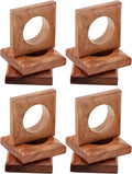 CLEENTABLE Wooden Napkin Rings Set of 12 Fall Decor for Home Square Acacia Wood Napkin Holders for Dining Table Settings Napkin Ring Rustic Table Décor for Weddings, Parties, Everyday Use (Brown)