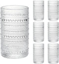 Moretoes Large 15oz Hobnail Drinking Glasses Set of 6 | Glass Cups, Kitchen by Moretoes