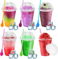 6 Set Slushie Cups with Dome Lids and Straws Detachable Spoon Straws Reusable by Unknown
