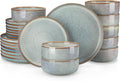 vancasso PLAYA Plates and Bowls Sets, 24 Pieces Light-Blue Dinnerware Sets by vancasso