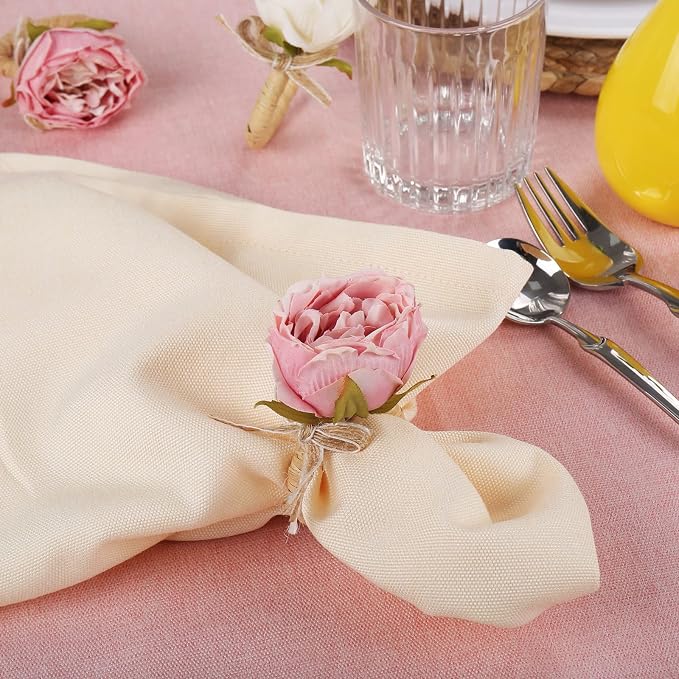 Handcraft Flower Napkin Rings Set of 12, Valentine's, Thanksgiving - Image 2